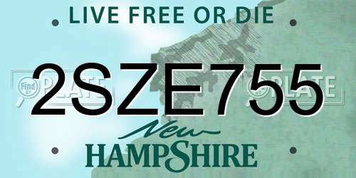 2SZE755 New Hampshire License Plate