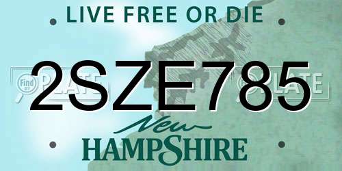 2SZE785 New Hampshire License Plate