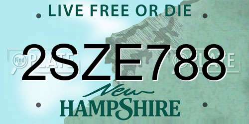 2SZE788 New Hampshire License Plate
