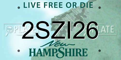 2SZI26 New Hampshire License Plate