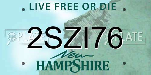 2SZI76 New Hampshire License Plate