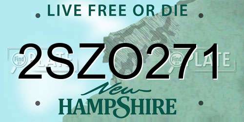 2SZO271 New Hampshire License Plate