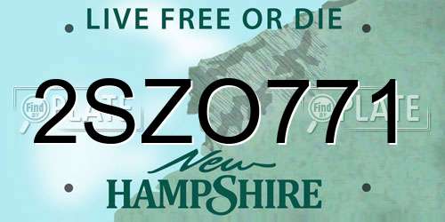 2SZO771 New Hampshire License Plate