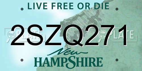 2SZQ271 New Hampshire License Plate