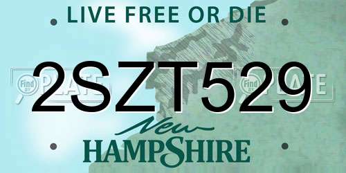 2SZT529 New Hampshire License Plate