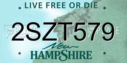 2SZT579 New Hampshire License Plate