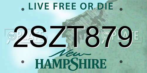 2SZT879 New Hampshire License Plate