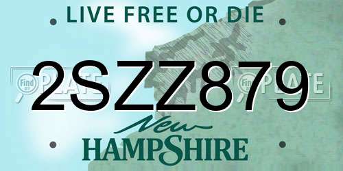 2SZZ879 New Hampshire License Plate