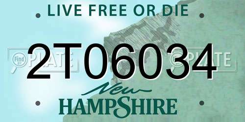 2T06034 New Hampshire License Plate