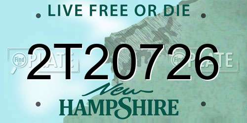 2T20726 New Hampshire License Plate