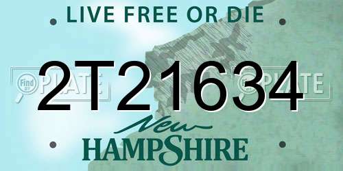 2T21634 New Hampshire License Plate