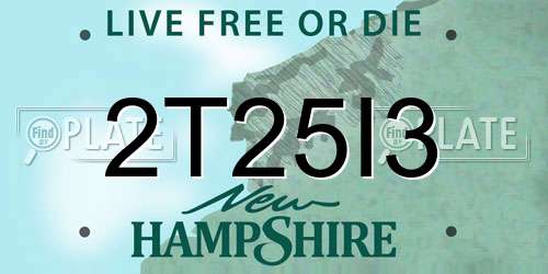 2T25I3 New Hampshire License Plate