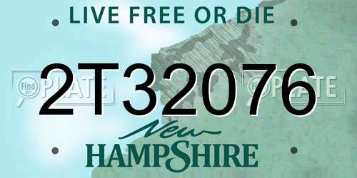 2T32076 New Hampshire License Plate