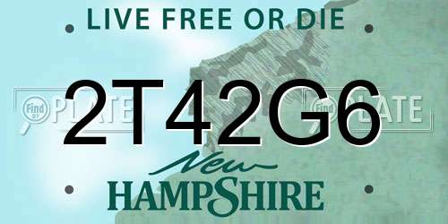 2T42G6 New Hampshire License Plate