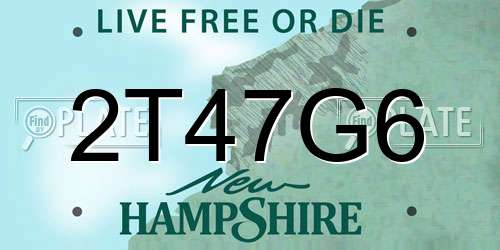 2T47G6 New Hampshire License Plate