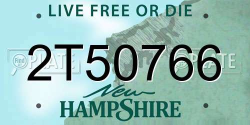 2T50766 New Hampshire License Plate