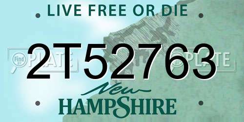 2T52763 New Hampshire License Plate