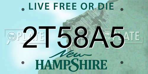 2T58A5 New Hampshire License Plate