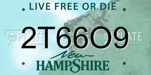 2T66O9 New Hampshire License Plate