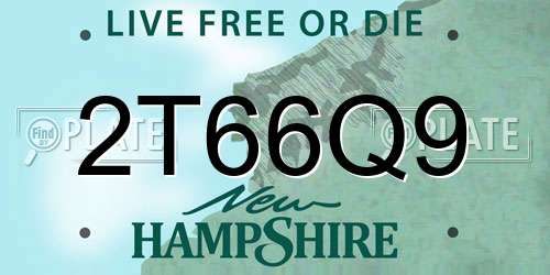 2T66Q9 New Hampshire License Plate