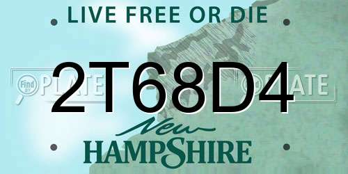 2T68D4 New Hampshire License Plate