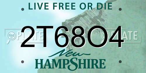 2T68O4 New Hampshire License Plate