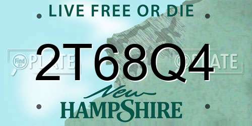 2T68Q4 New Hampshire License Plate