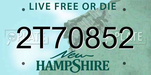 2T70852 New Hampshire License Plate