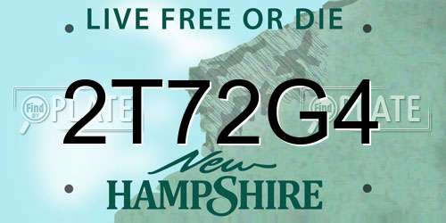 2T72G4 New Hampshire License Plate