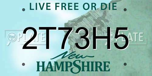 2T73H5 New Hampshire License Plate