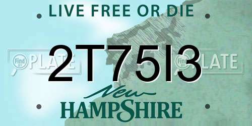 2T75I3 New Hampshire License Plate