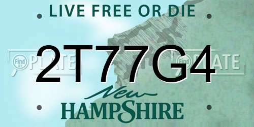 2T77G4 New Hampshire License Plate