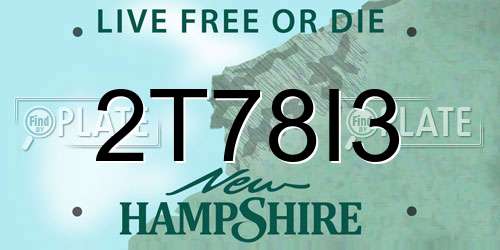 2T78I3 New Hampshire License Plate
