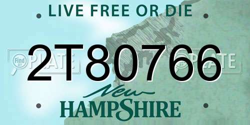 2T80766 New Hampshire License Plate