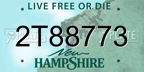 2T88773 New Hampshire License Plate