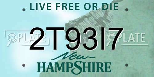 2T93I7 New Hampshire License Plate