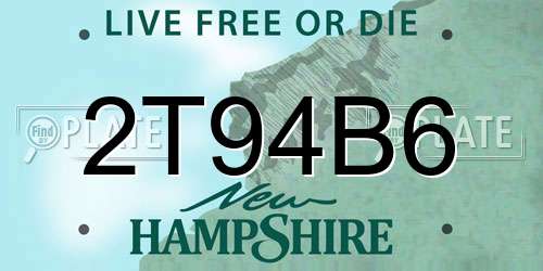 2T94B6 New Hampshire License Plate
