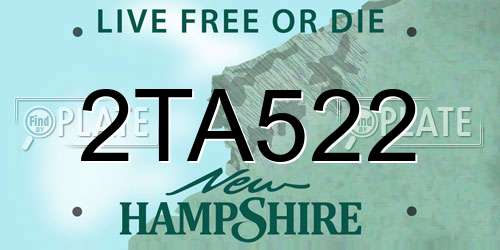 2TA522 New Hampshire License Plate