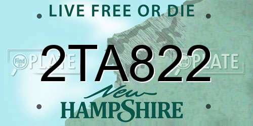 2TA822 New Hampshire License Plate