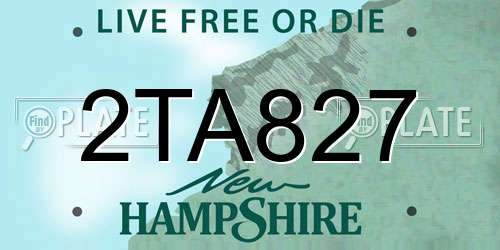 2TA827 New Hampshire License Plate
