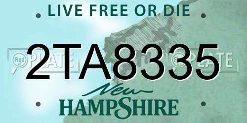 2TA8335 New Hampshire License Plate