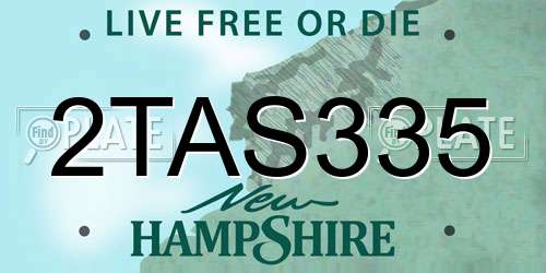 2TAS335 New Hampshire License Plate