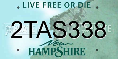 2TAS338 New Hampshire License Plate