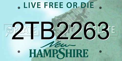2TB2263 New Hampshire License Plate