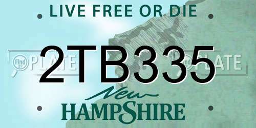 2TB335 New Hampshire License Plate