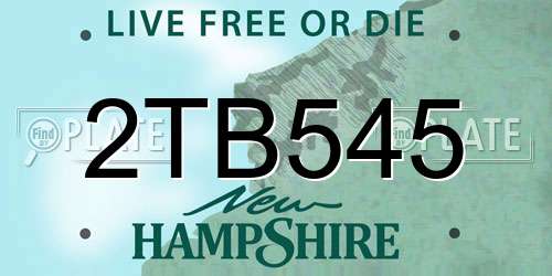 2TB545 New Hampshire License Plate