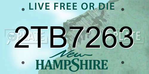 2TB7263 New Hampshire License Plate