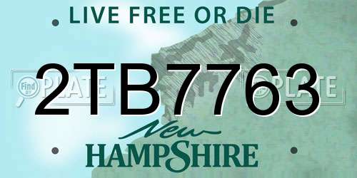 2TB7763 New Hampshire License Plate