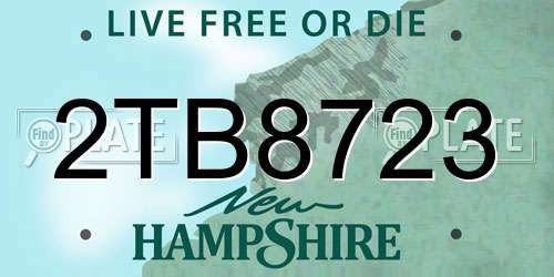2TB8723 New Hampshire License Plate