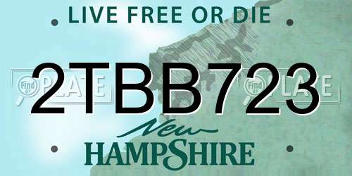 2TBB723 New Hampshire License Plate